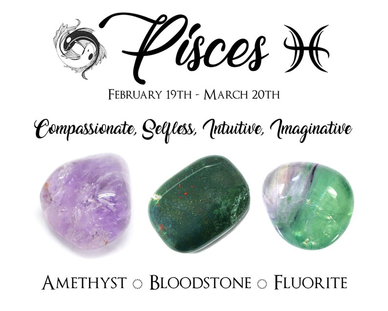Pisces Zodiac Crystals Tumbled Healing Crystal Set Etsy