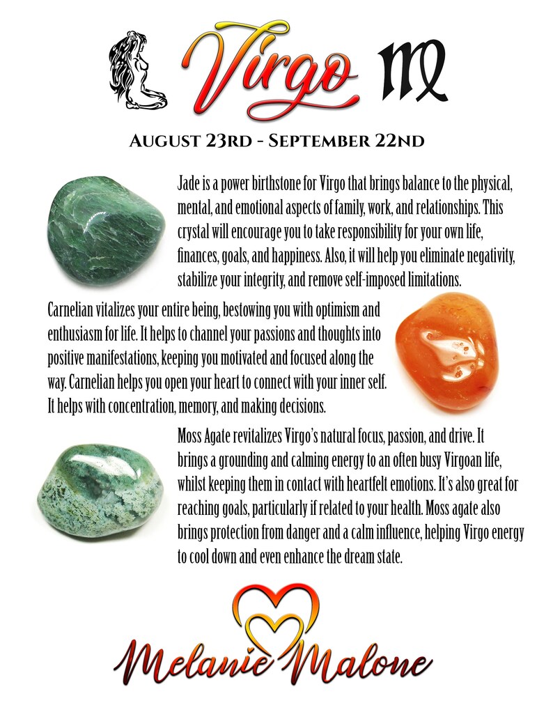Virgo Zodiac Crystals Tumbled Healing Crystal Set Etsy