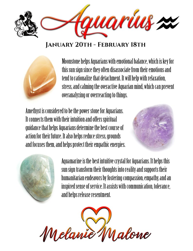 Aquarius Zodiac Crystals Tumbled Healing Crystal Set Etsy