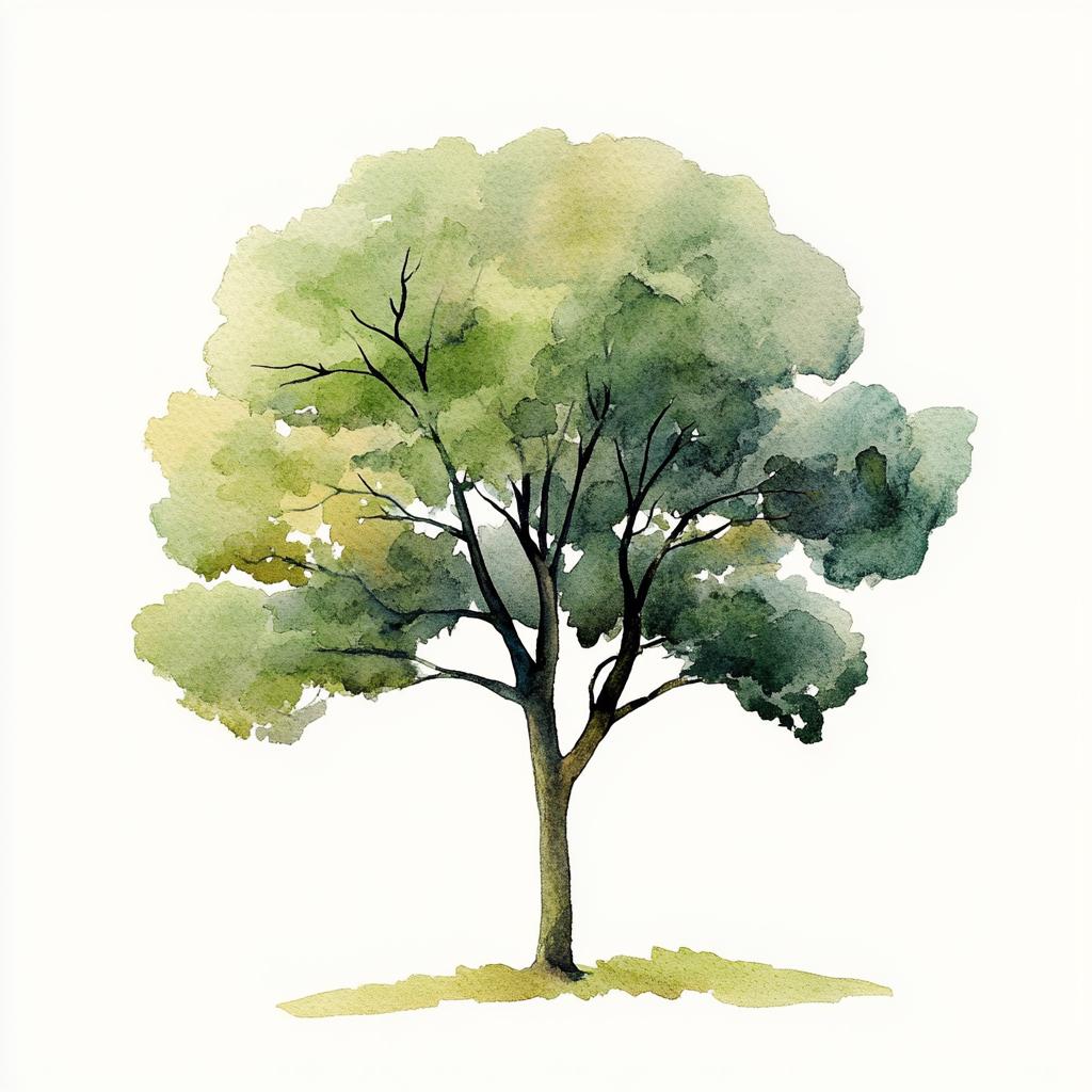 10 Printable Tree, Minimalist Tree Print, Watercolor Trees, Green ...