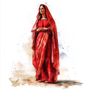 10 imágenes imprimibles de María bíblica, imágenes prediseñadas de tarjeta de Pascua, imágenes prediseñadas de acuarela, tarjeta de regalo de Pascua, María orando, pintura de la Madre María, pintura religiosa