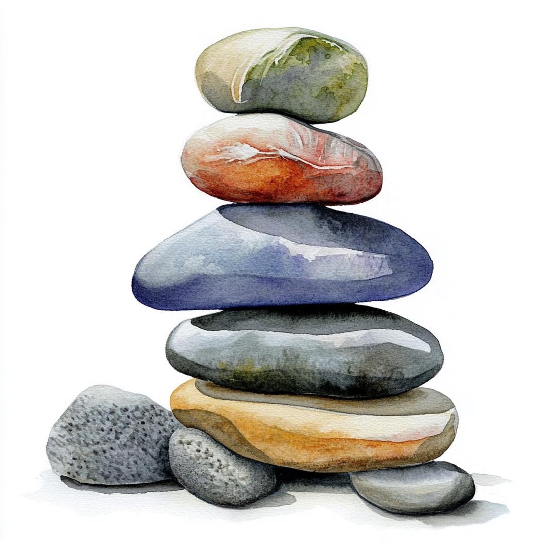10 Printable Rock Cairns, Tones Watercolor, Nautical Clip Art ...