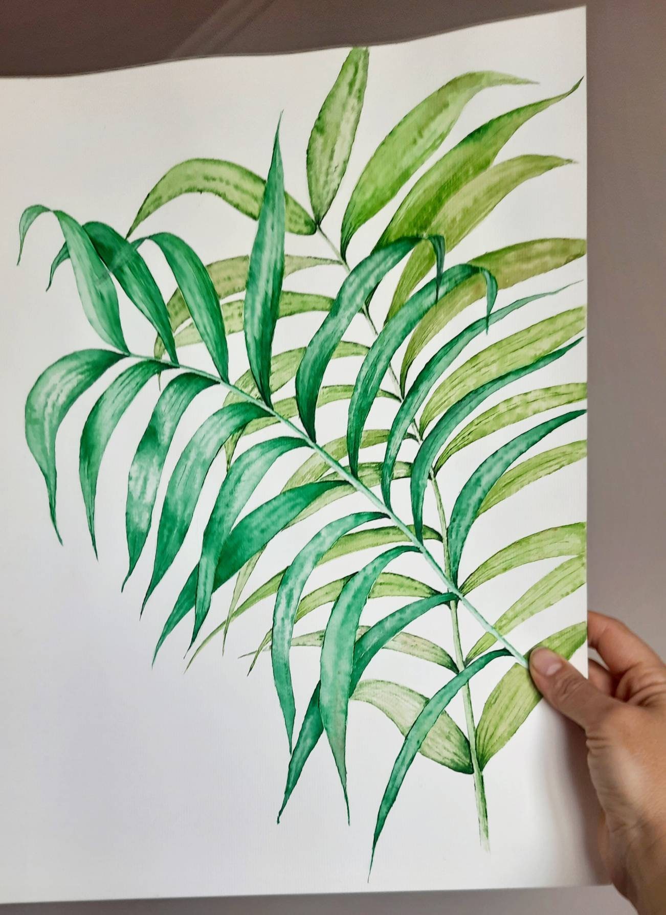Original WATERCOLOR Painting Palm leaves large Wall art Decor Etsy