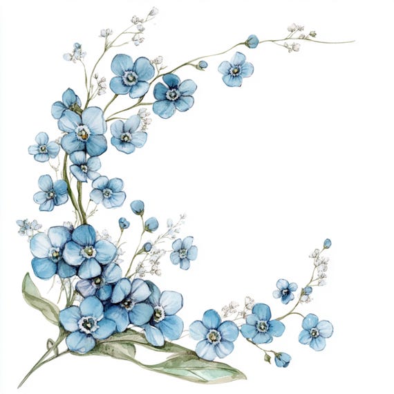 10 Printable Forget-me-not Corner, Forget-me-not Corner, Spring