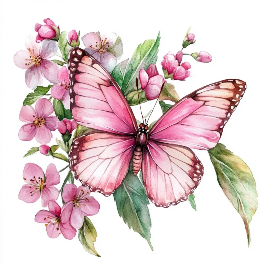 10 Printable Pink Butterflies, Pink Abstract Butterfly, Pink Vintage ...