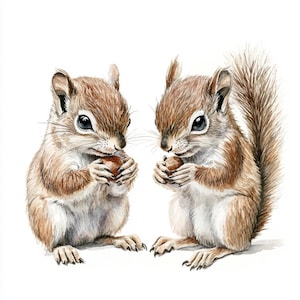 10 Printable Squirrel, watercolor Squirrel, Squirrel Clipart, Commercial Use, Paper design, Making cards, Forest animal