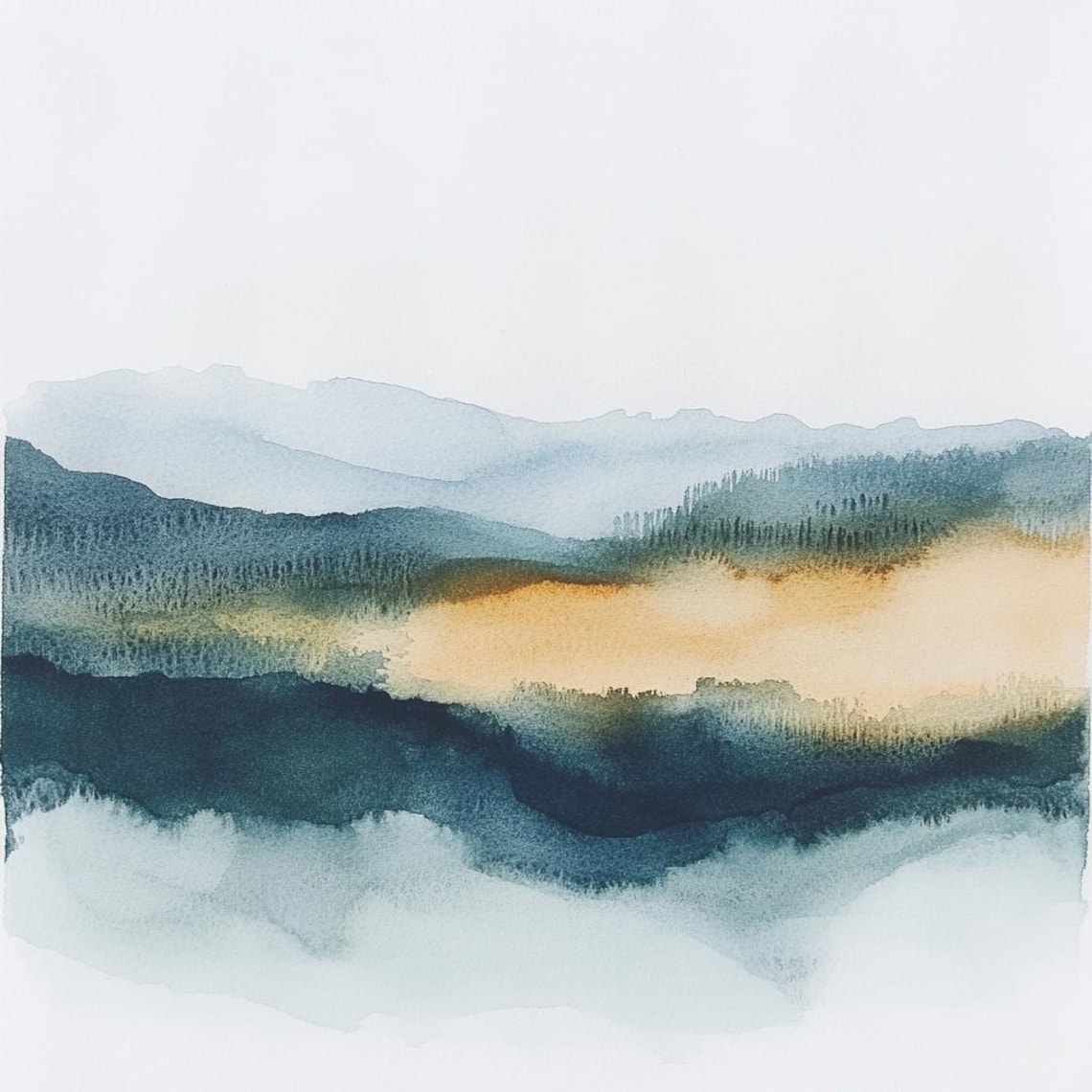 10 Printable Watercolor Abstract Landscape, Watercolor Beige Blue ...