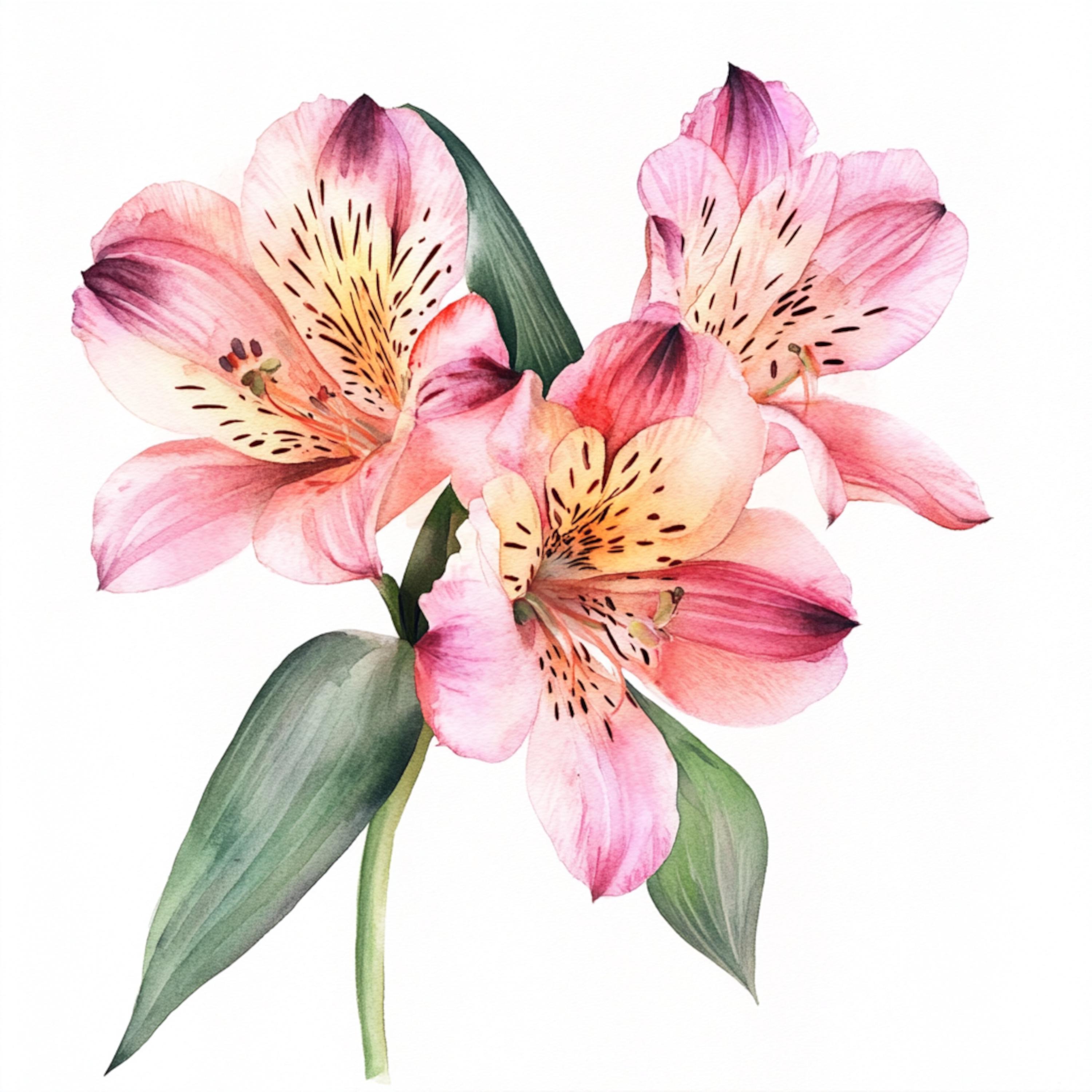 12 Printable Alstroemeria, Pink Flowers, Summer Flowers, Alstroemeria