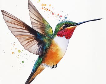 10 Printable bird, Hummingbird Bird art, watercolor Hummingbird prints, ornithology lovers art, Commercial use, cute Hummingbird bird