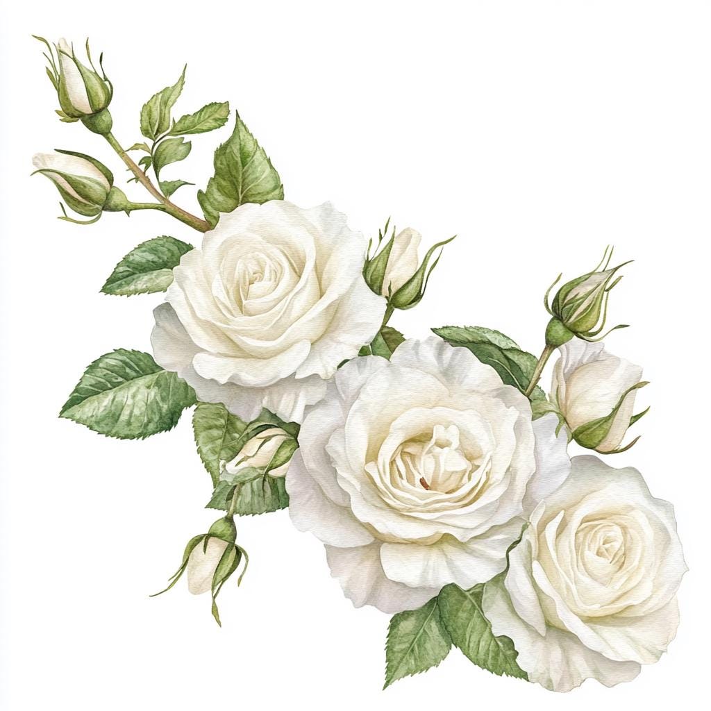 10 Printable White Roses Corner, White Roses Corner, Summer Flowers ...