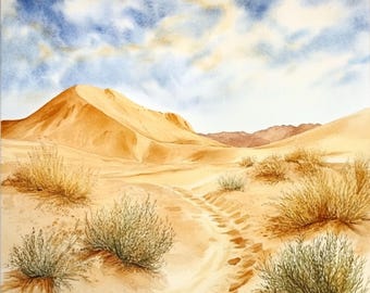 10 Printable Desert landscape, Watercolor Desert poster, Desert , commercial use, desert painting