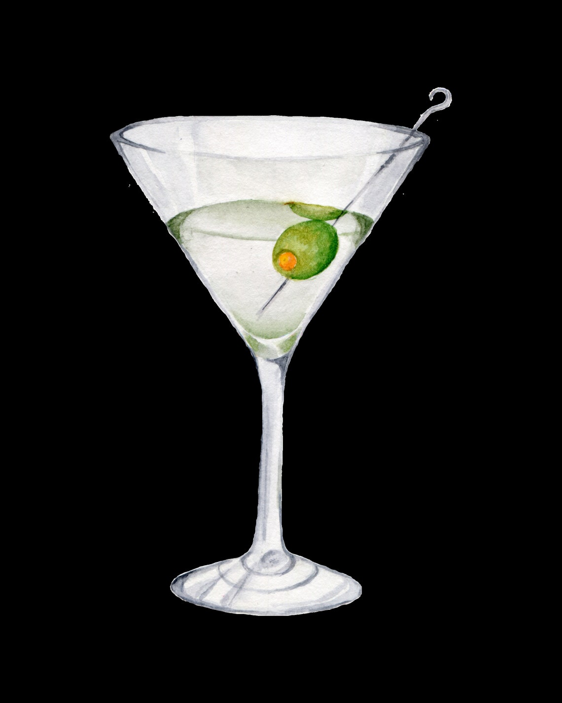 Watercolor Martini Cup Digital Print, Instant Download, 5 Sizes ...