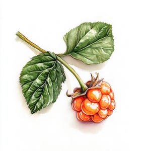 10 Printable Cloudberry, Cloudberry on branch, Summer berries, High Quality PNG and JPG, Cloudberry berry print, Commersial Use