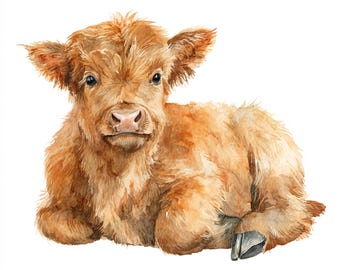 10 Printable little cows, cows Clipart, watercolor art, Cute ClipArt, baby Cow, Commercial Use, Farm animal digital art