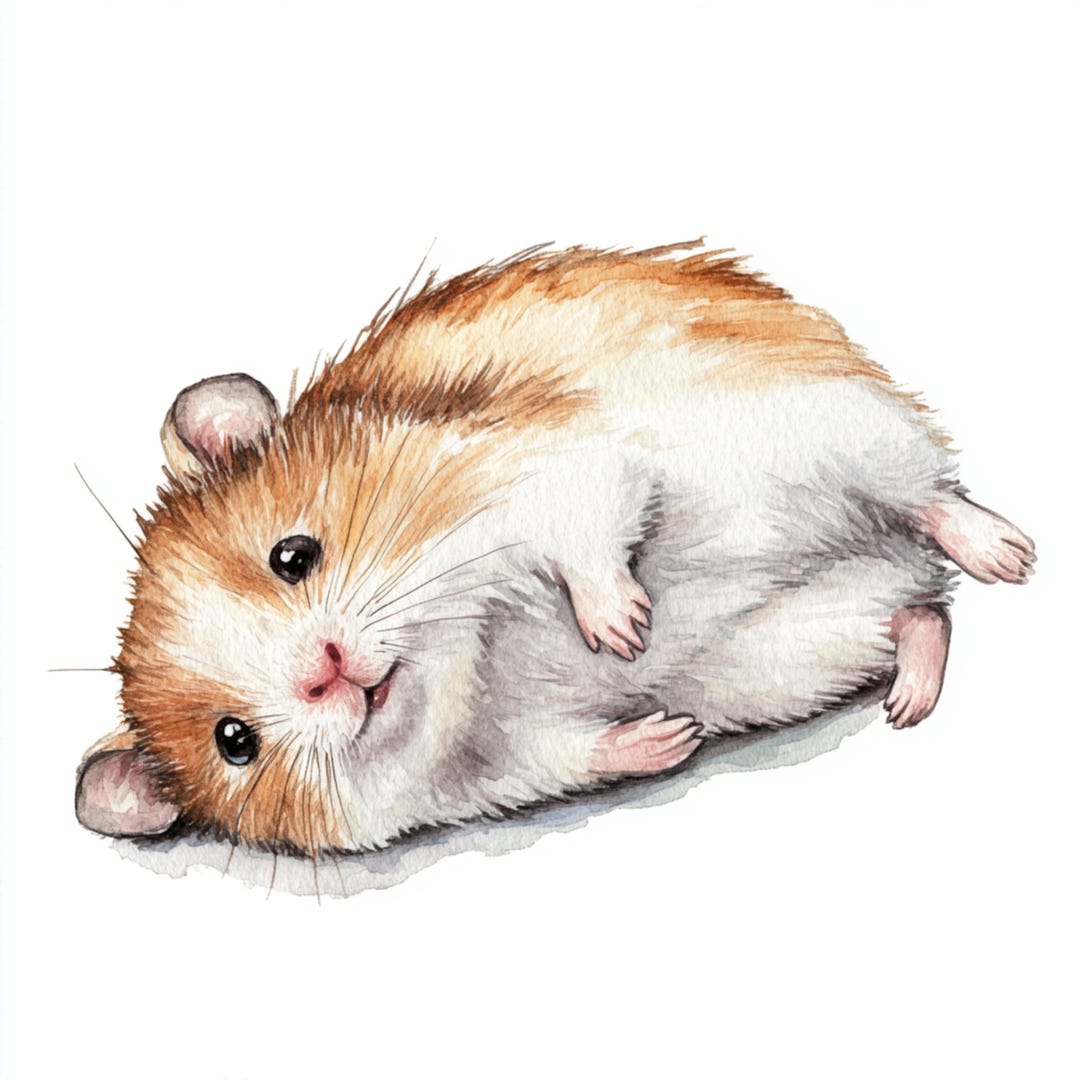 10 Printable Sleepy Hamster, Baby Hamster Art, Watercolor Art, Cute ...