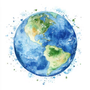 10 afdrukbare planeet aarde, aquarel wereldbolkunst, clipart aardebol, zijglobe Australië, bol planeet, Papierkunst