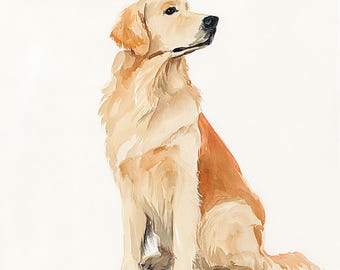 12 imágenes prediseñadas de Labrador Golden Retriever, perro labrador, arte de acuarela, imágenes prediseñadas lindas, retrato de mascota, uso comercial, arte de retriever