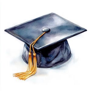 10 druckbare graduierten Hüte, Aquarell Hut Quaste Clipart, Aquarell Graduierung Karte, Abschlussklasse, Abschluss Bild