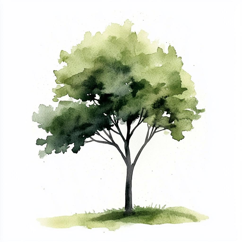 10 Printable Tree, Minimalist Tree Print, Watercolor Trees, Green ...