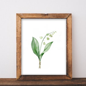 Lily of the Valley Aquarelle Impression numérique, Téléchargement instantané, 5 Tailles, Décoration intérieure DIY, Carte postale, Scrapbooking, Modèle d’impression