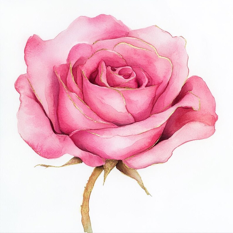 Prontable Pink Roses 10 Printable Pink Roses, Pink Abstract Rose, Pink Gold Flowers, Roses ...