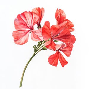 10 Printable Pelargonium flower, Red Pelargonium, Pelargonium branch, Summer flowers, High Quality PNG and JPG, Geraniums print