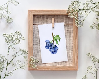 Embrace the Serenity of Summer! Digital Botanical Blueberry Watercolor painting, DIY print, Ptintable jpg and png