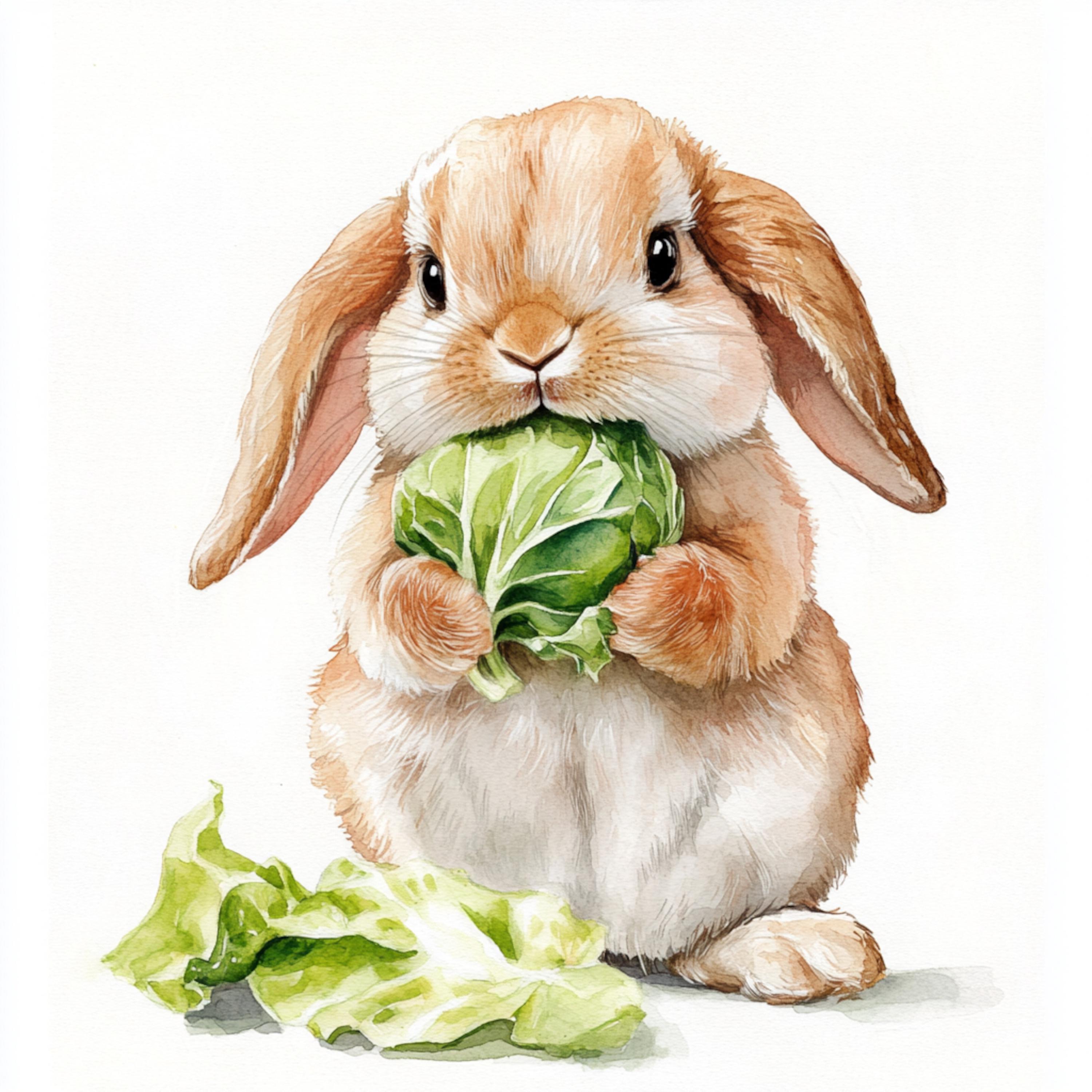 Hand Drawn Rabbit Eating 10 Printable Eating Rabbit Clipart, Bunny Eats Art, Watercolor Art ...