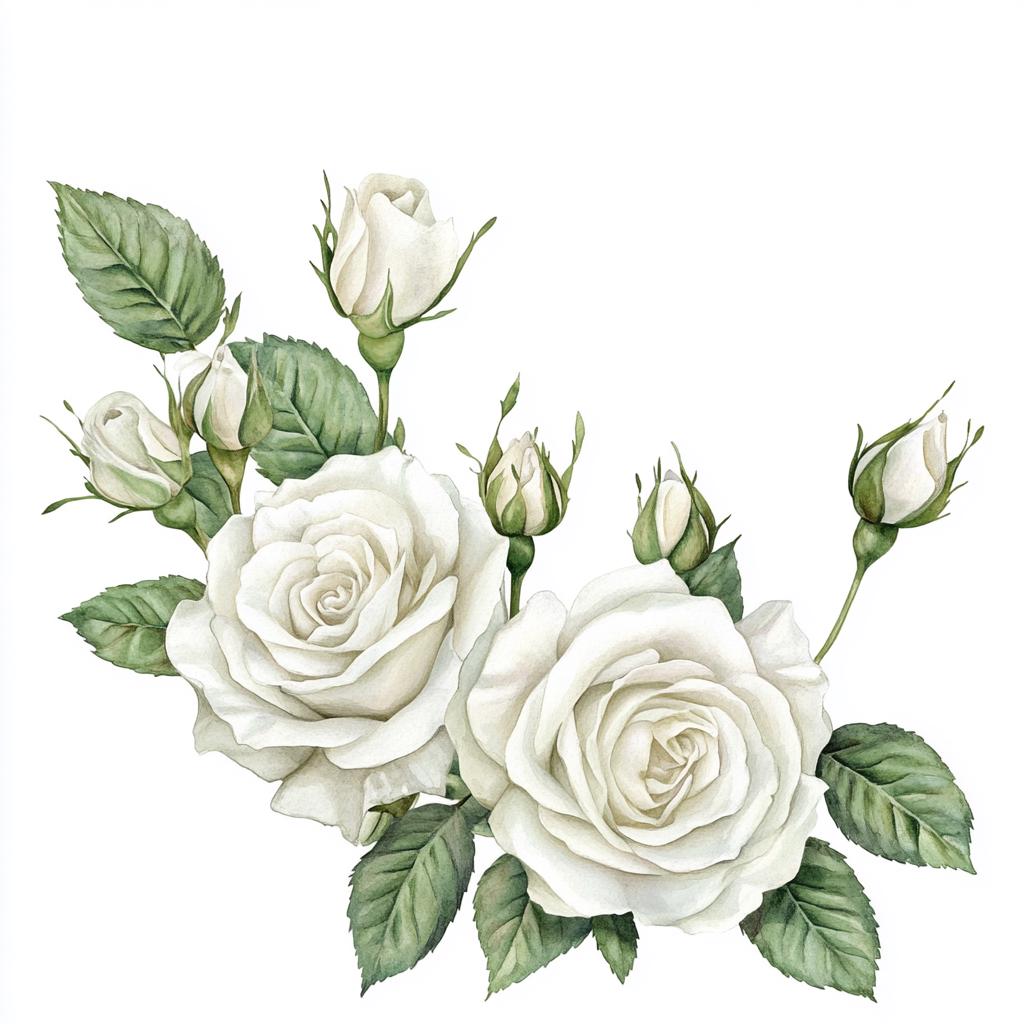 10 Printable White Roses Corner, White Roses Corner, Summer Flowers ...