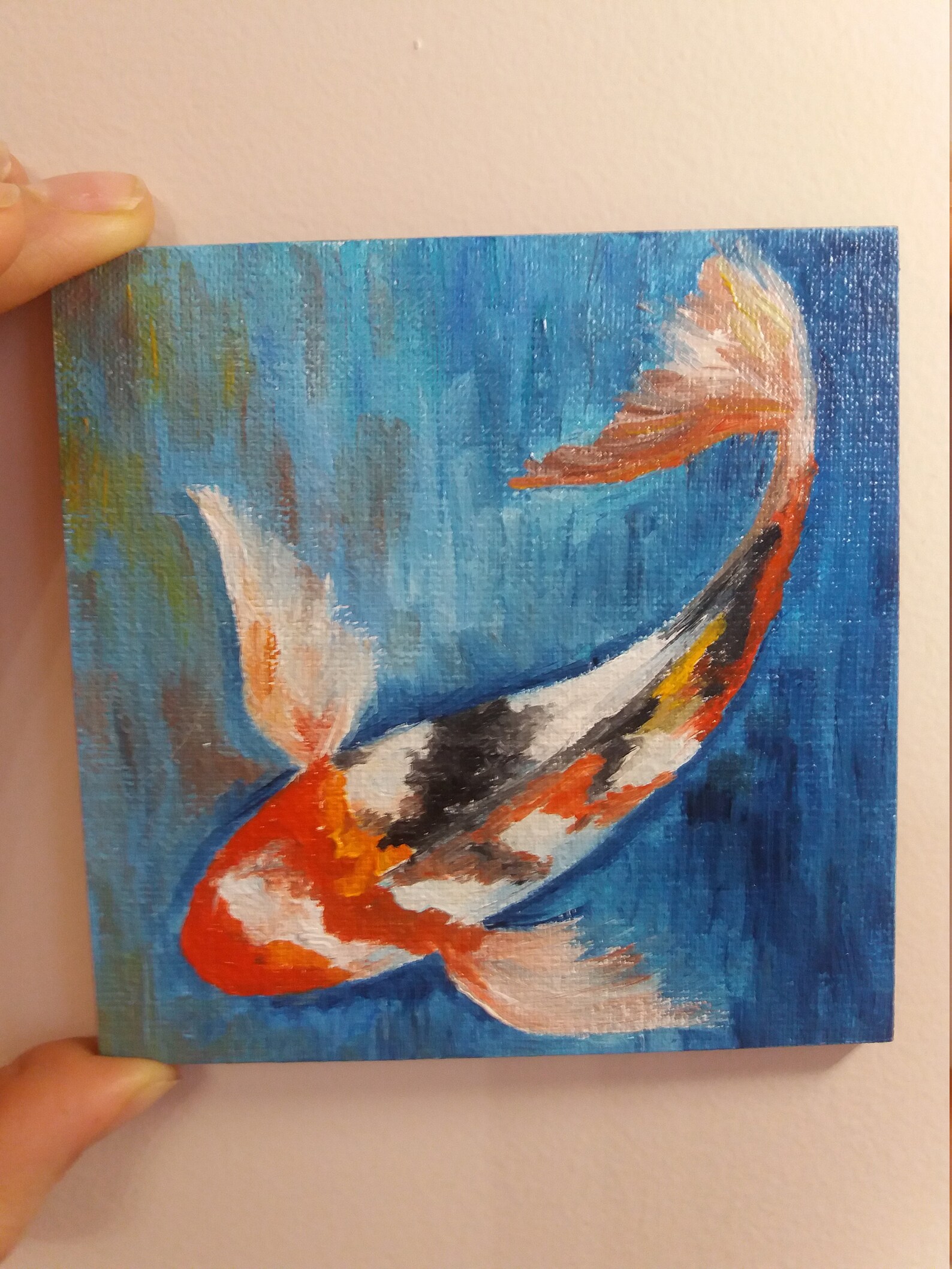 44 KOI FISH Original oil painting oil on canvas 4x4 small Etsy