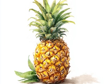 10 Printable pineapple, pineapple slices print, High Quality PNG and JPG, watercolor pineapple art, Tropical fruit illustrations, Commercial