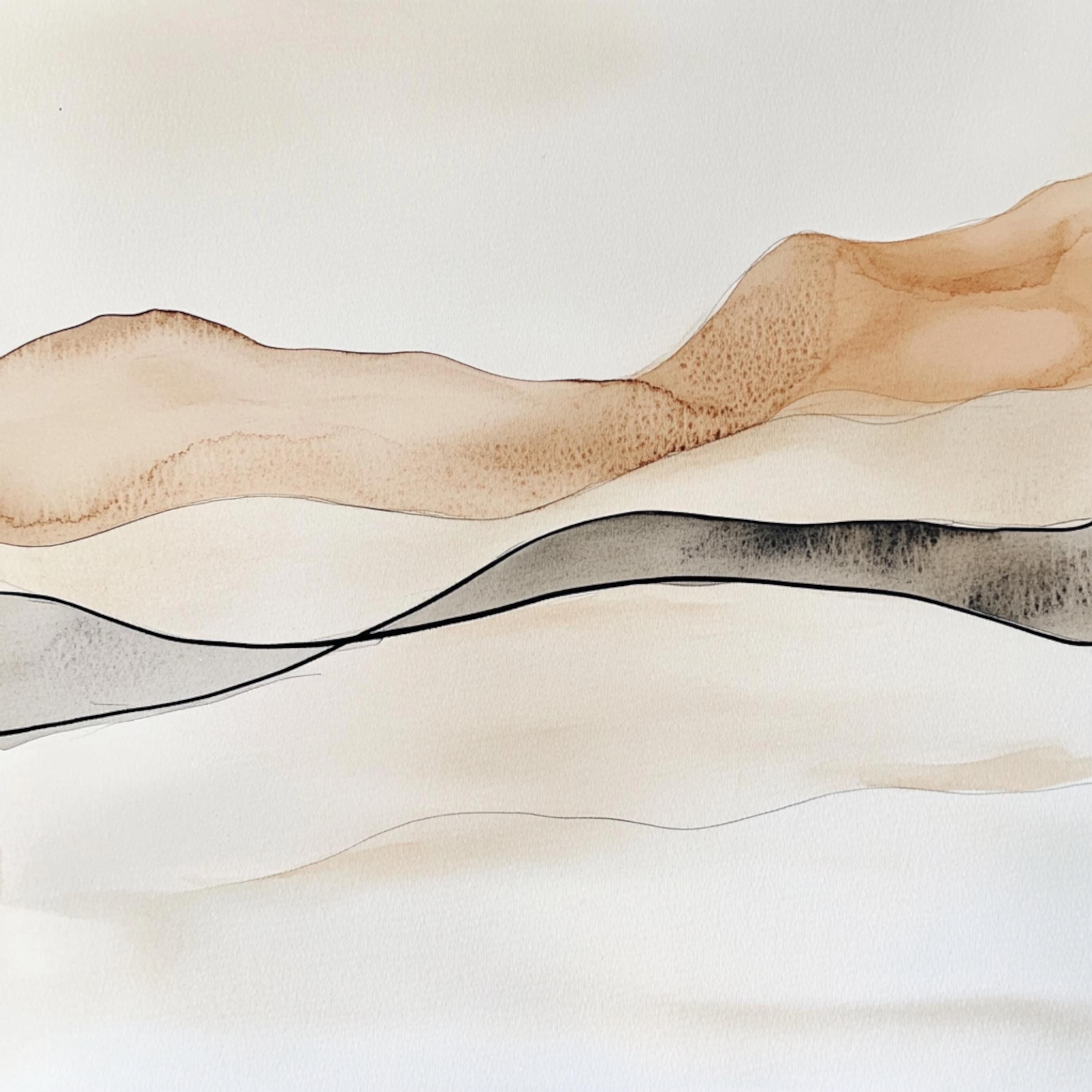 10 Printable Watercolor Abstract Landscape, Watercolor Beige Black ...