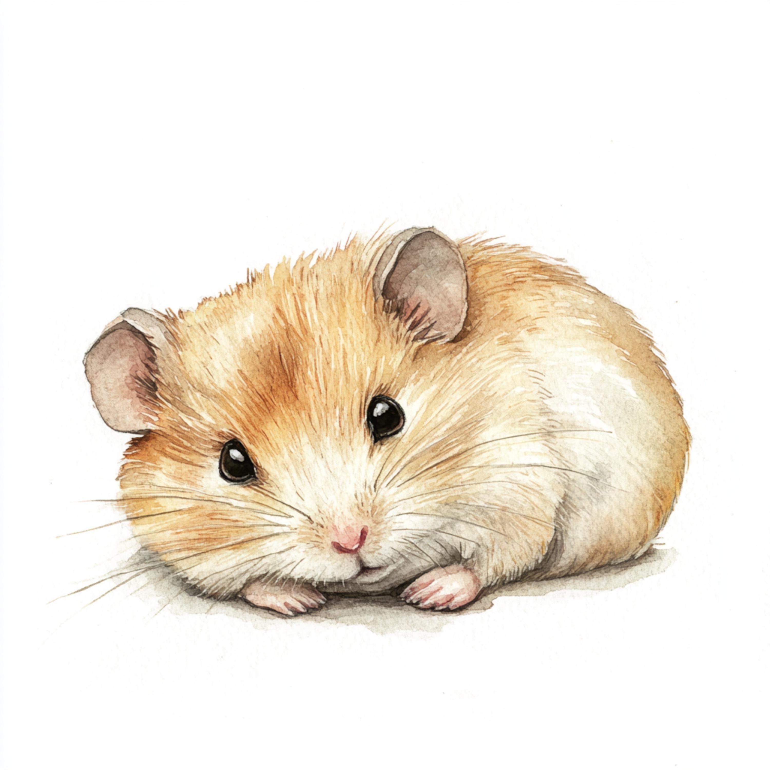 10 Printable Sleepy Hamster, Baby Hamster Art, Watercolor Art, Cute ...