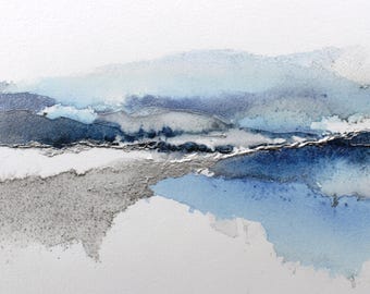 10 Printable winter landscape, abstract snowy art, watercolor silver winter, winter  scenery art, winter poster, winter river,Commercial Use