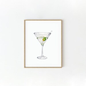 Watercolor Martini Cup Digital Print, Instant Download, 5 Sizes ...