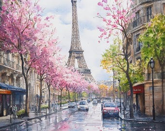 10 Printable Paris, Parisian cityscape, watercolor Paris, Cityscape Clipart, Commercial Use, Paper design, Making cards, Europe city art