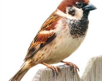 10 Printable Sparrow Clipart, Bird Sparrow, watercolor art, Cute ClipArt, Sparrow decor, Commercial Use, Various Sparrow, beautiful birds