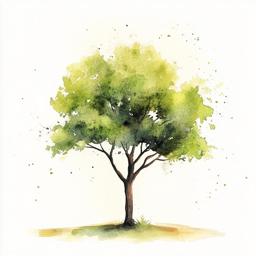 10 Printable Tree, Minimalist Tree Print, Watercolor Trees, Green ...