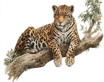 10 Printable leopard Clipart, Cute wild Cat art, watercolor art, leopard  wall art, Commercial Use, Various beautiful big cat poster