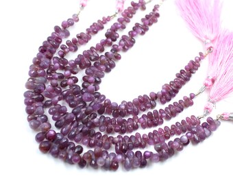 Ruby Sapphire Faceted Teardrop Beads: Natural Silk Gemstone Briolettes