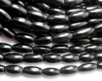 Black Onyx Smooth Beads Tube Shape Natural Gemstones Beads  61X2MM To 9X12MM Approx 16''Inch with Wholesaler Price.