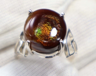 925 Sterling Silver Natural Mexican Fire Agate Ring Smooth Cabochon Gemstones Ring, Fire Agate Silver Ring Wholesaler Price OR-30
