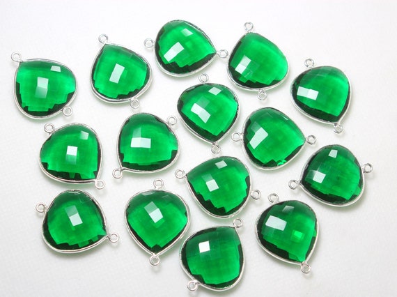 Emerald Mixed Faceted Stones Silver Plating