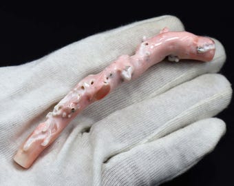 Rama de coral blanco japonés: Piedra preciosa pulida en forma de varilla (109 x 18 mm)