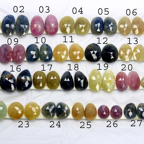 Matched Pairs  Natural  Multi Sapphire Faceted Cut Stone Cabochon with Wholesaler Price.