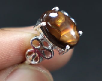 925 Sterling Silver Natural Mexican Fire Agate Ring Smooth Cabochon Gemstones Ring, Fire Agate Silver Ring Wholesaler Price OR-15
