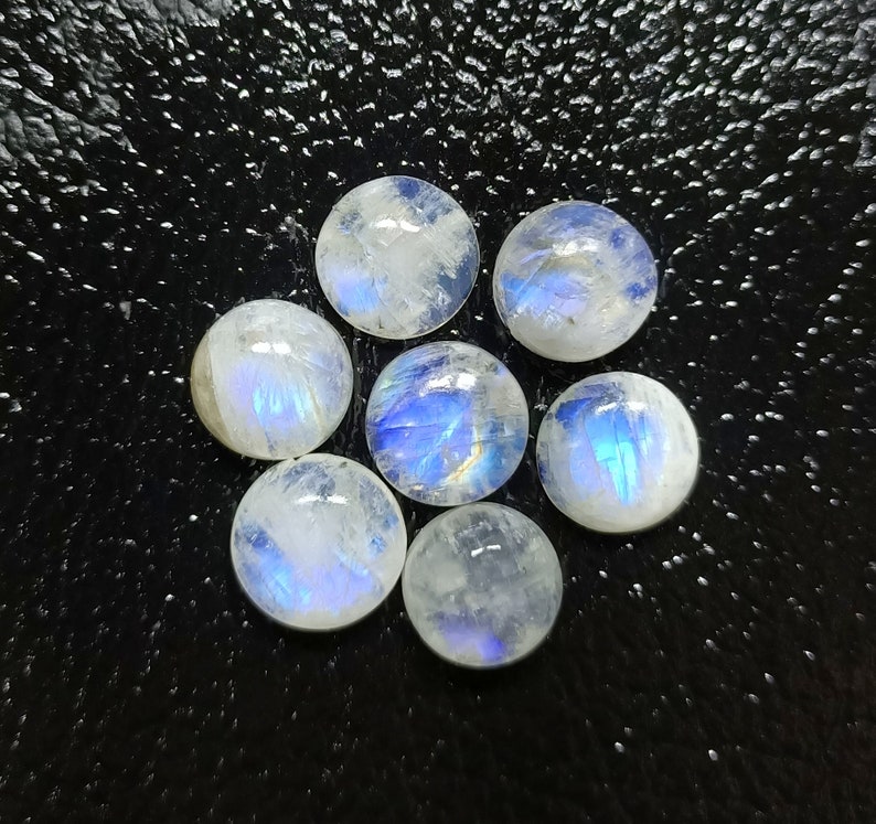 Matched Pairs Superb Quality Natural White Rainbow Moonstone Smooth Cabochon Round Shape 11MM Approx with Wholesaler Price