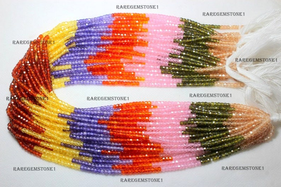 Natural Multi Cubic Zirconia Faceted Roundel Beads 3mm Approx Etsy UK