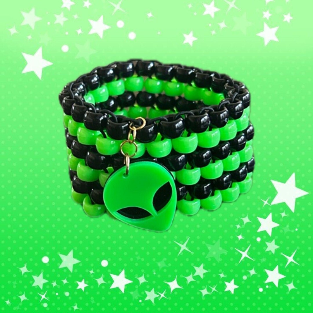 Alien Decora Beaded Kandi Cuff Bracelet - Etsy