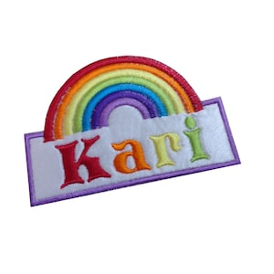 Personalized Rainbow Name Patch: Embroidered Applique, Custom Fabric Tag